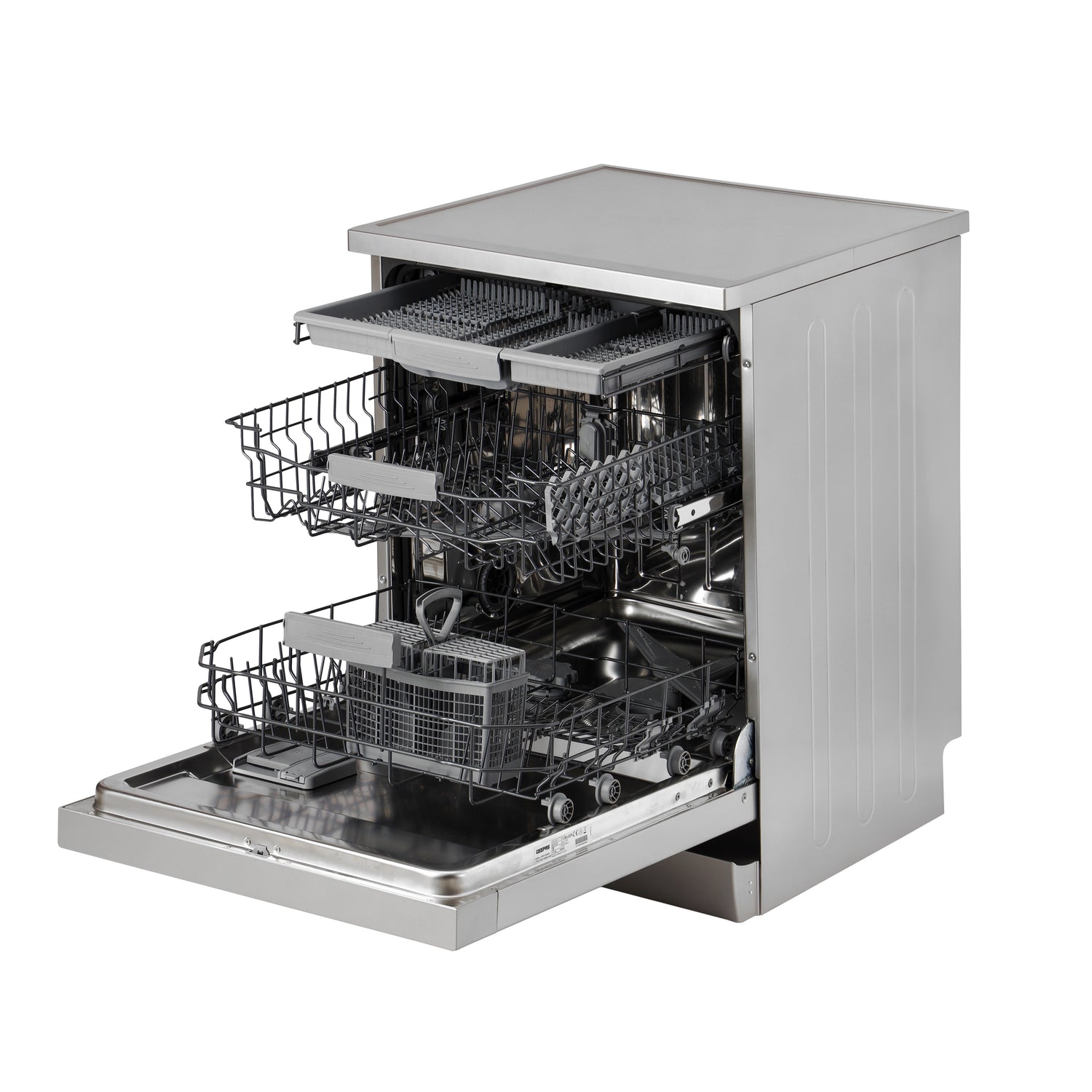 Geepas Free Standing Dishwasher GDW1584SV | 15 Place Settings, 3 Baskets, Stainless Steel Tub, 8 Programs, Delay Timer, LED Display, Child Lock, 2 Year Warranty