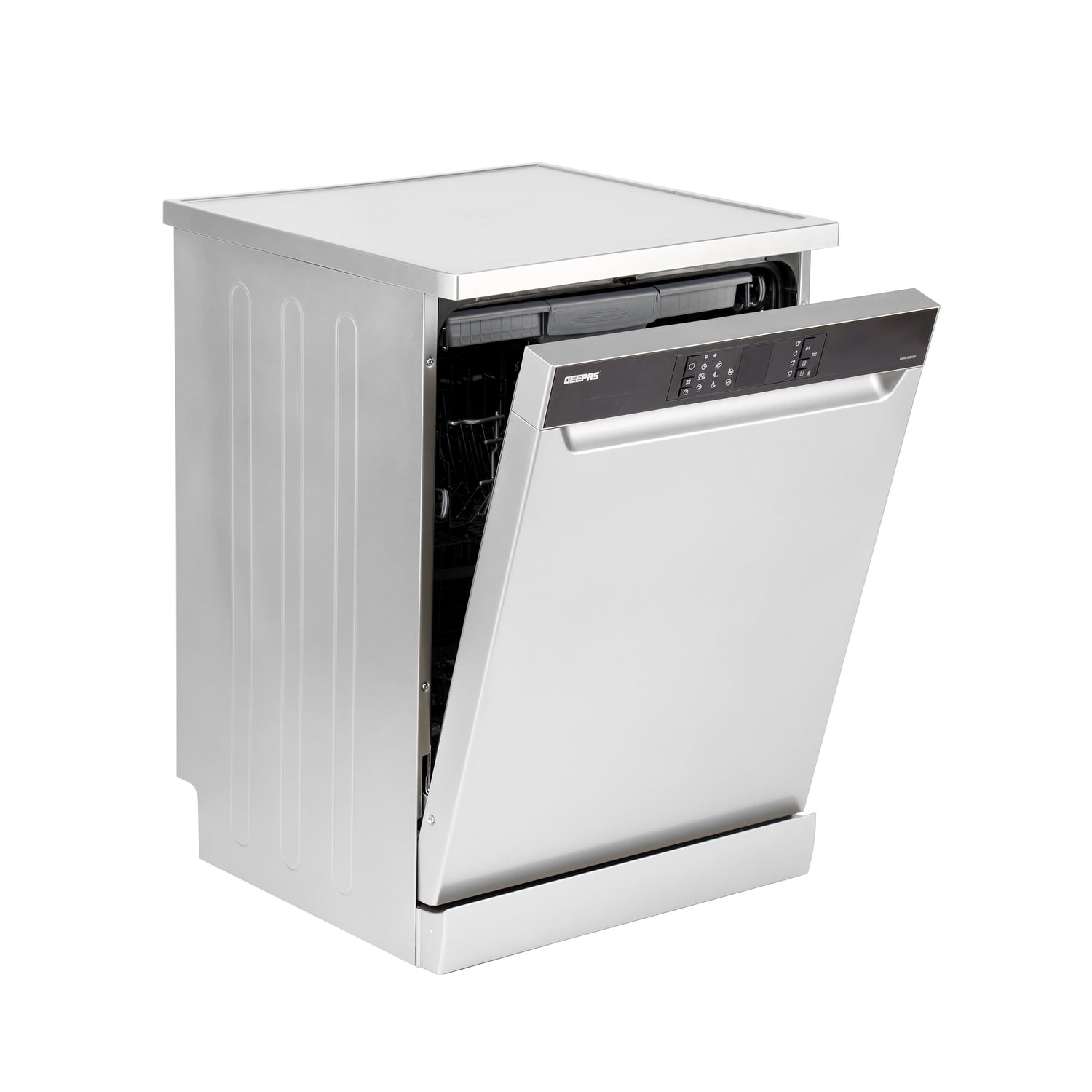 Geepas Free Standing Dishwasher GDW1584SV | 15 Place Settings, 3 Baskets, Stainless Steel Tub, 8 Programs, Delay Timer, LED Display, Child Lock, 2 Year Warranty