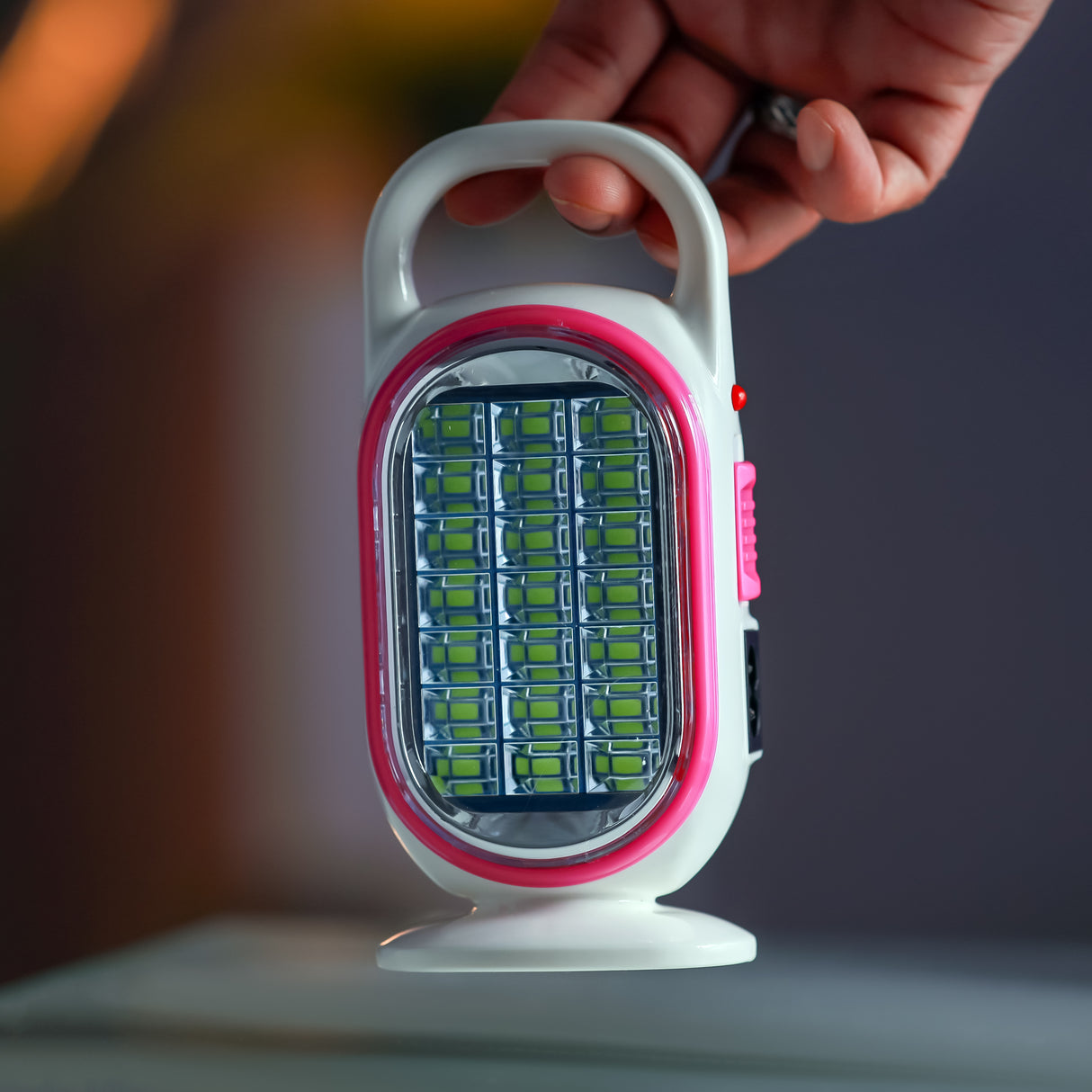 Geepas LED Emergency Lantern with Solar Panel- GE53033| Energy Efficient Design, 21 Pieces Hi-Power LEDs,5 Hours Working| Light-Weight| Pink and White, 2 Years Warranty