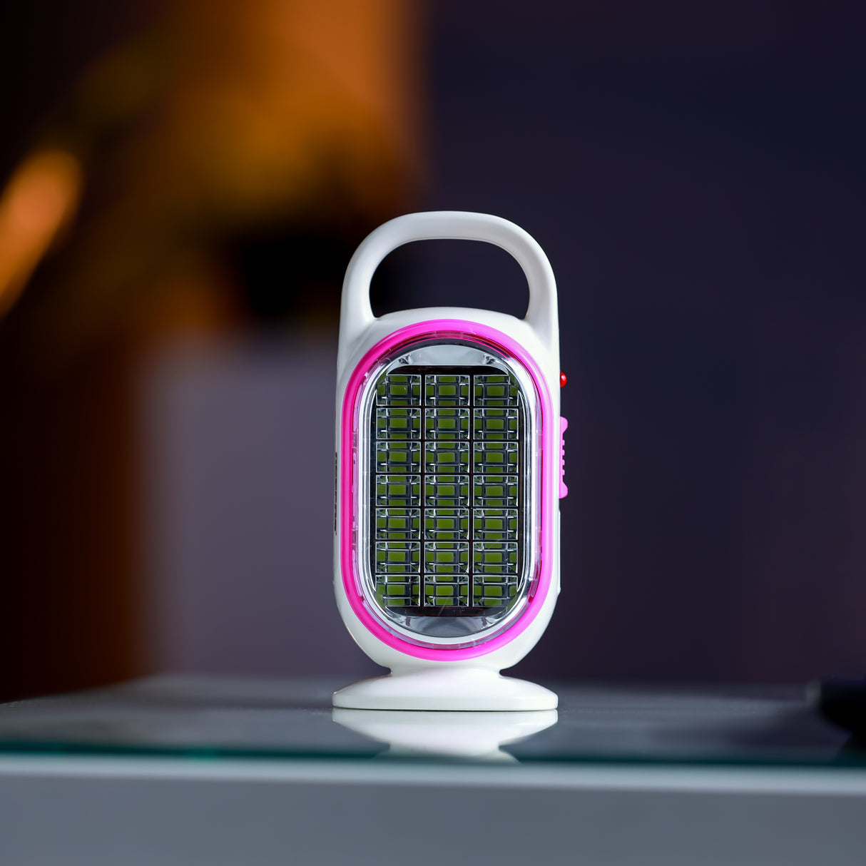 Geepas LED Emergency Lantern with Solar Panel- GE53033| Energy Efficient Design, 21 Pieces Hi-Power LEDs,5 Hours Working| Light-Weight| Pink and White, 2 Years Warranty