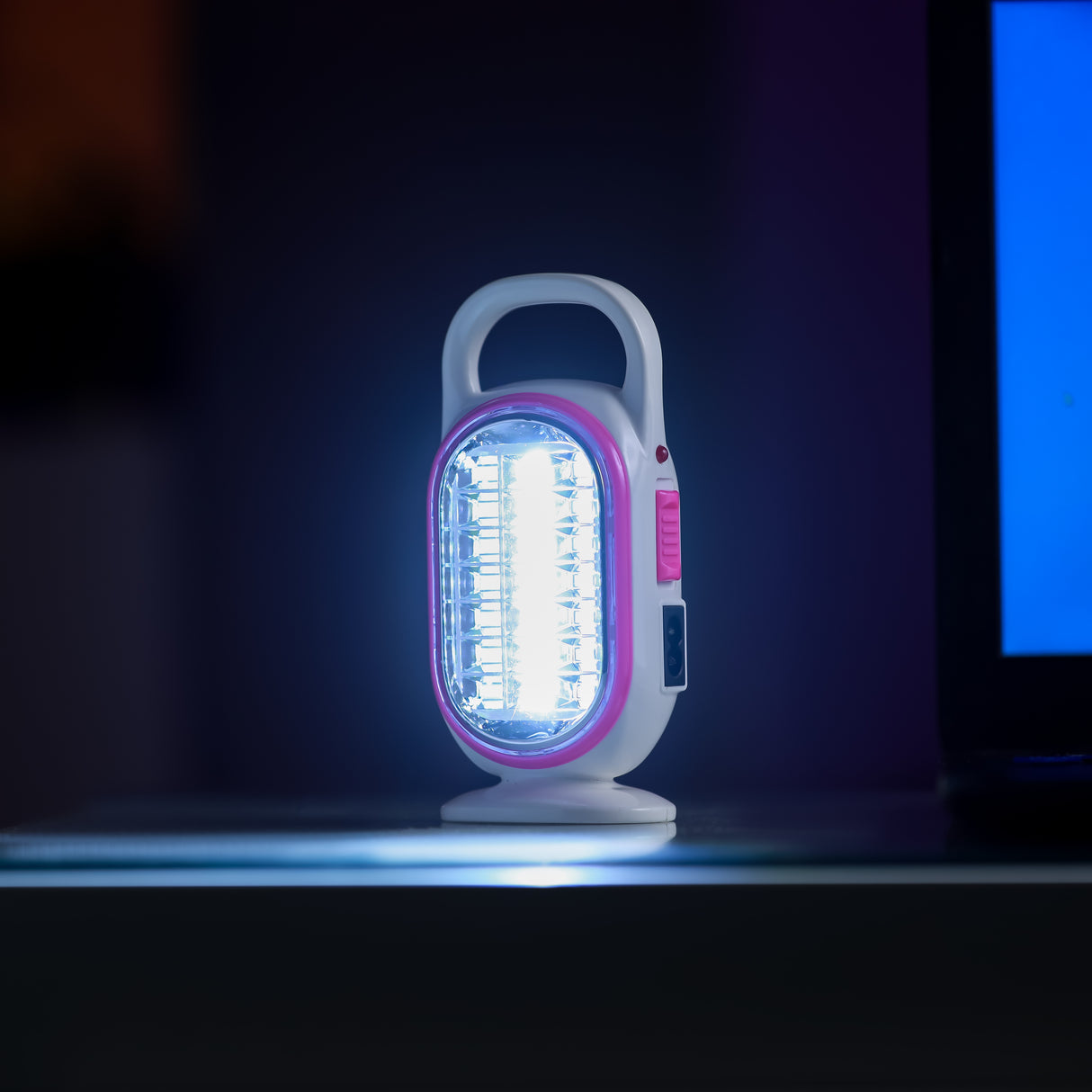 Geepas LED Emergency Lantern with Solar Panel- GE53033| Energy Efficient Design, 21 Pieces Hi-Power LEDs,5 Hours Working| Light-Weight| Pink and White, 2 Years Warranty