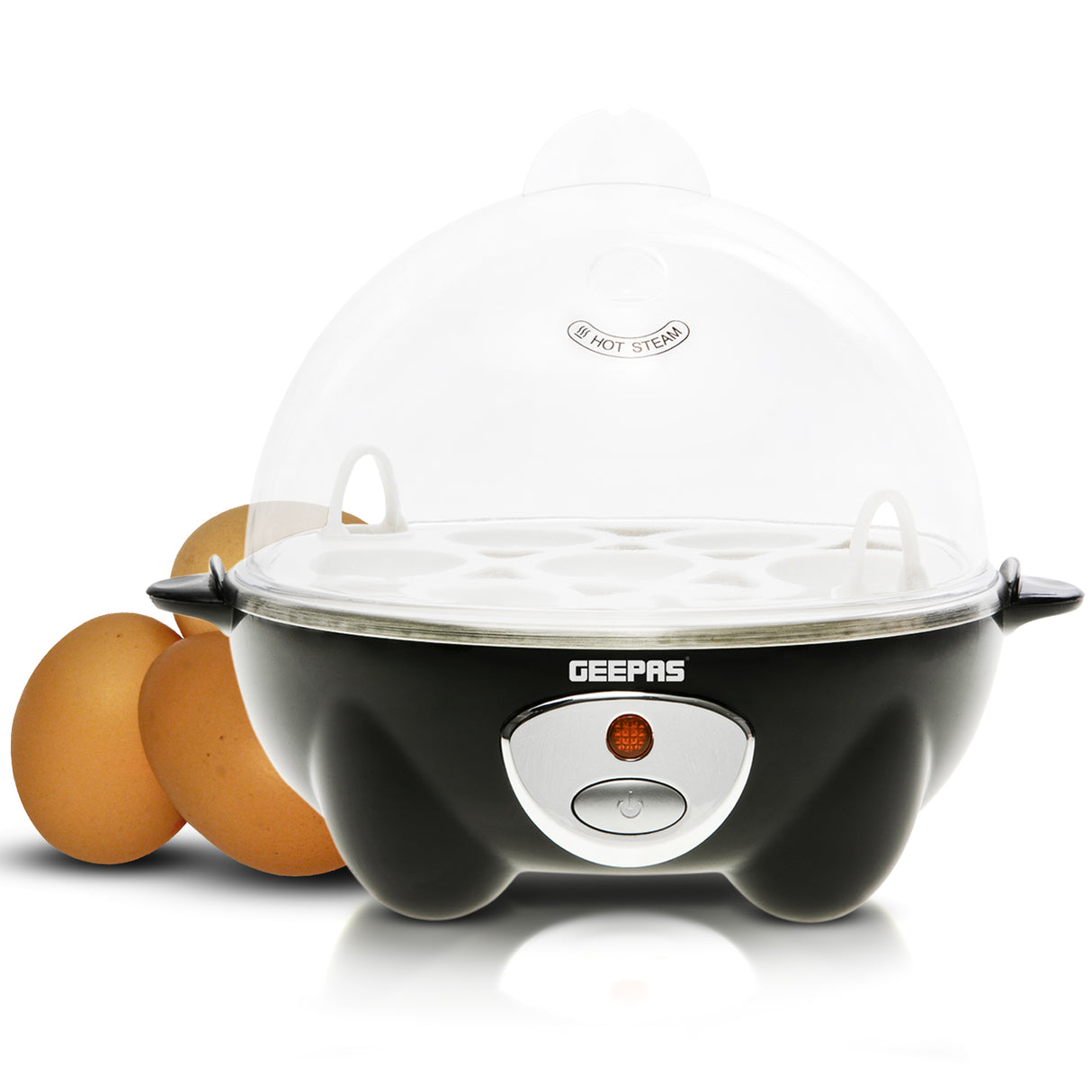 Geepas GEB63020UK Egg Boiler | 7 Egg Capacity Electric Egg Cooker with Automatic Shut-Off| Stainless Steel Heating Plate| Compact Design| Easy to Use & Quick Egg Cooking