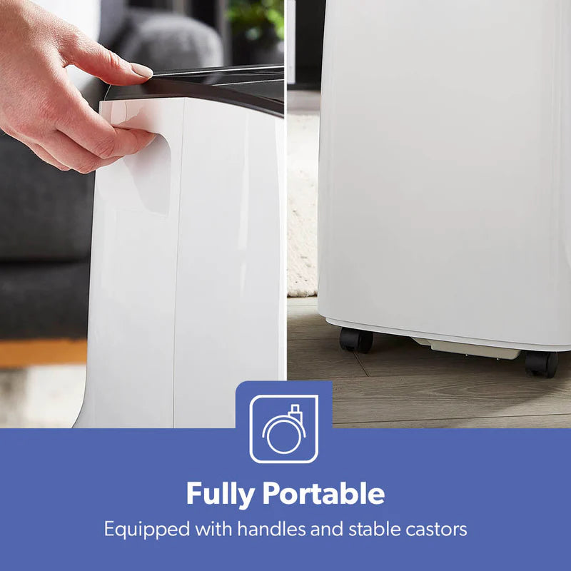 Geepas Portable Air Conditioner GACP9023CU| 9000 BTU| 3 Modes| 2 Speeds| Dehumidifier| Self-Evaporation| Digital Display| Remote Control, 24H Timer| Easy Move Wheels
