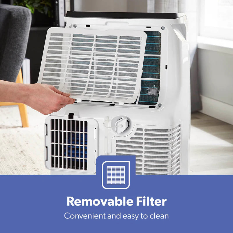 Geepas Portable Air Conditioner GACP9023CU| 9000 BTU| 3 Modes| 2 Speeds| Dehumidifier| Self-Evaporation| Digital Display| Remote Control, 24H Timer| Easy Move Wheels