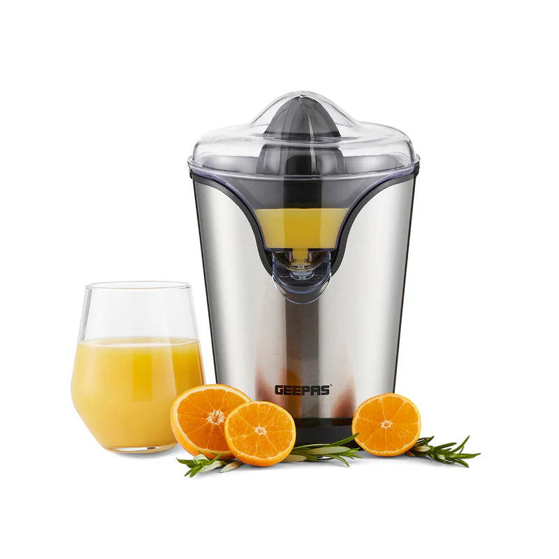Geepas GCJ46013UK Citrus Juicer |Durable Stainless Steel Housing |Anti-Drip Spout for Mess-Free Serving |2 Cone Design |Anti-Dust Cover | 100W |Orange & Lemon Juice Maker