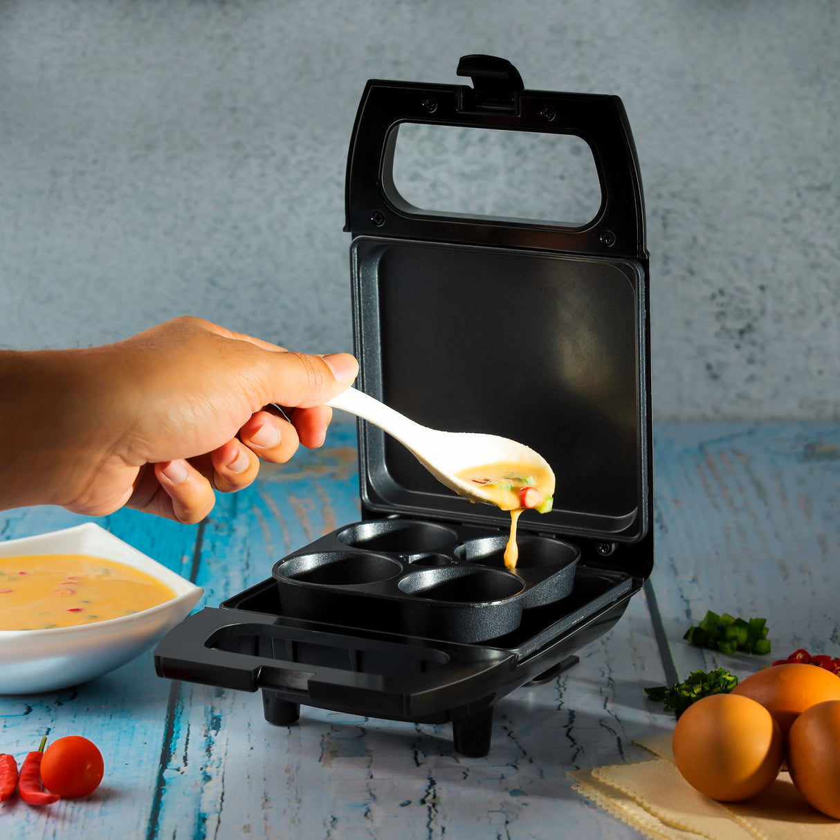 Geepas Egg Bite Maker GEM63049 | 600W Powerful Motor | Non-Stick Cooking Plates | Prepare 4 Egg Bites at a Time | Quick, Easy & Healthy Breakfast Maker for Home Use