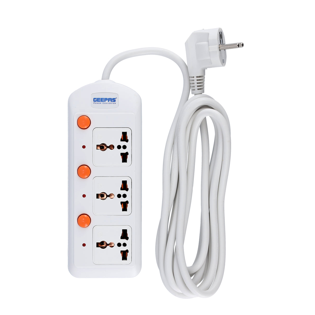 Geepas 3 Way Extension Board with VDE Plug | Individual On/Off Switches | Multi Plug Power Socket with Durable Cable | Safe, Reliable, and Convenient Power Solution