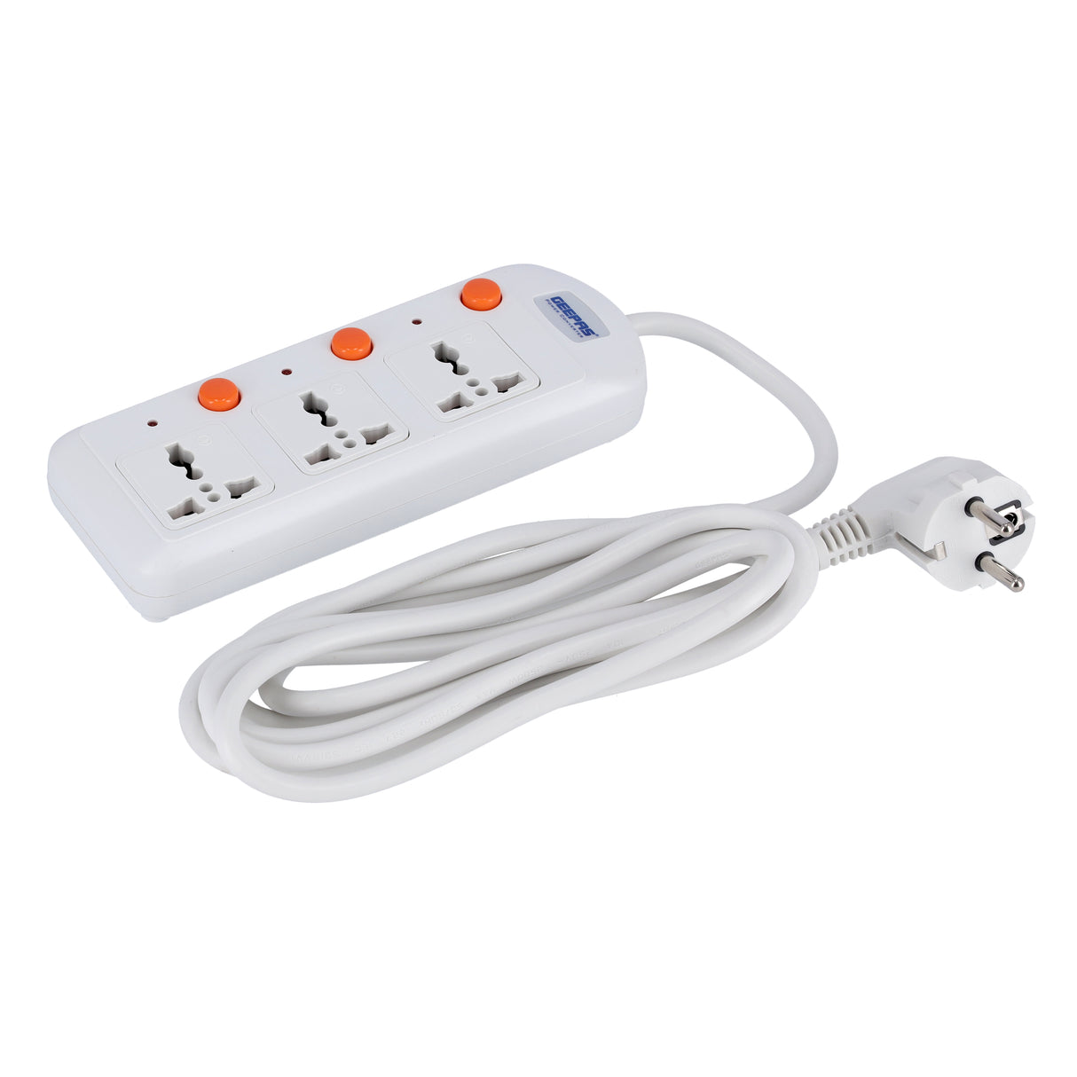 Geepas 3 Way Extension Board with VDE Plug | Individual On/Off Switches | Multi Plug Power Socket with Durable Cable | Safe, Reliable, and Convenient Power Solution