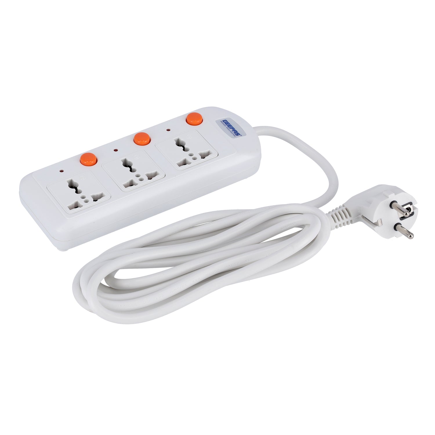 Geepas 3 Way Extension Board with VDE Plug | Individual On/Off Switches | Multi Plug Power Socket with Durable Cable | Safe, Reliable, and Convenient Power Solution
