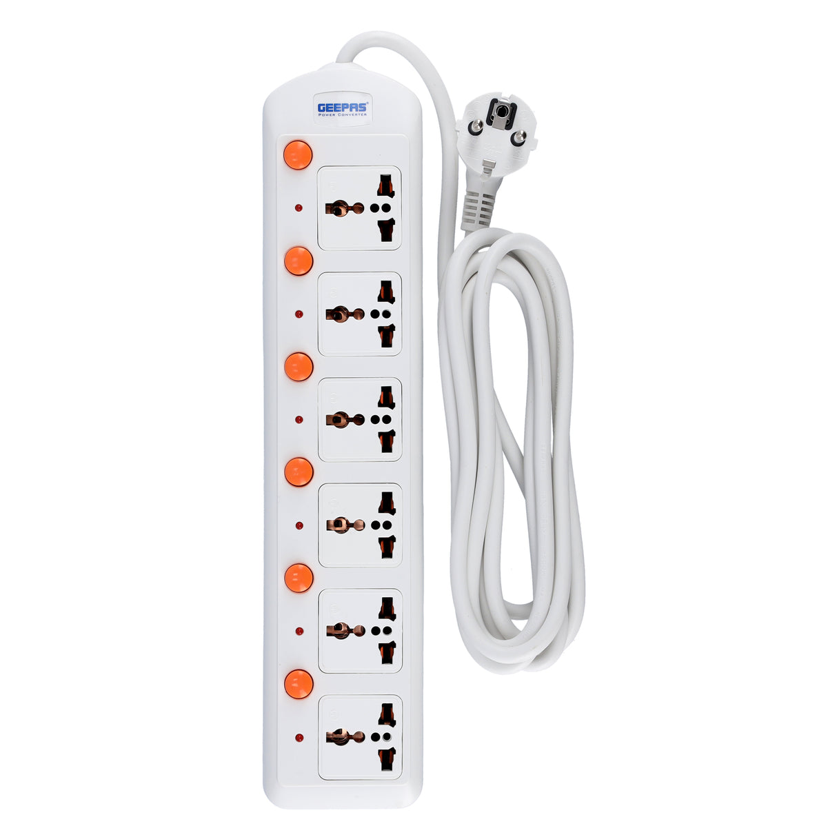 Geepas 6 Way Extension Board VDE Plug with  Individually On/Off Switch- Power Extension Socket -Multi Plug Power Cable