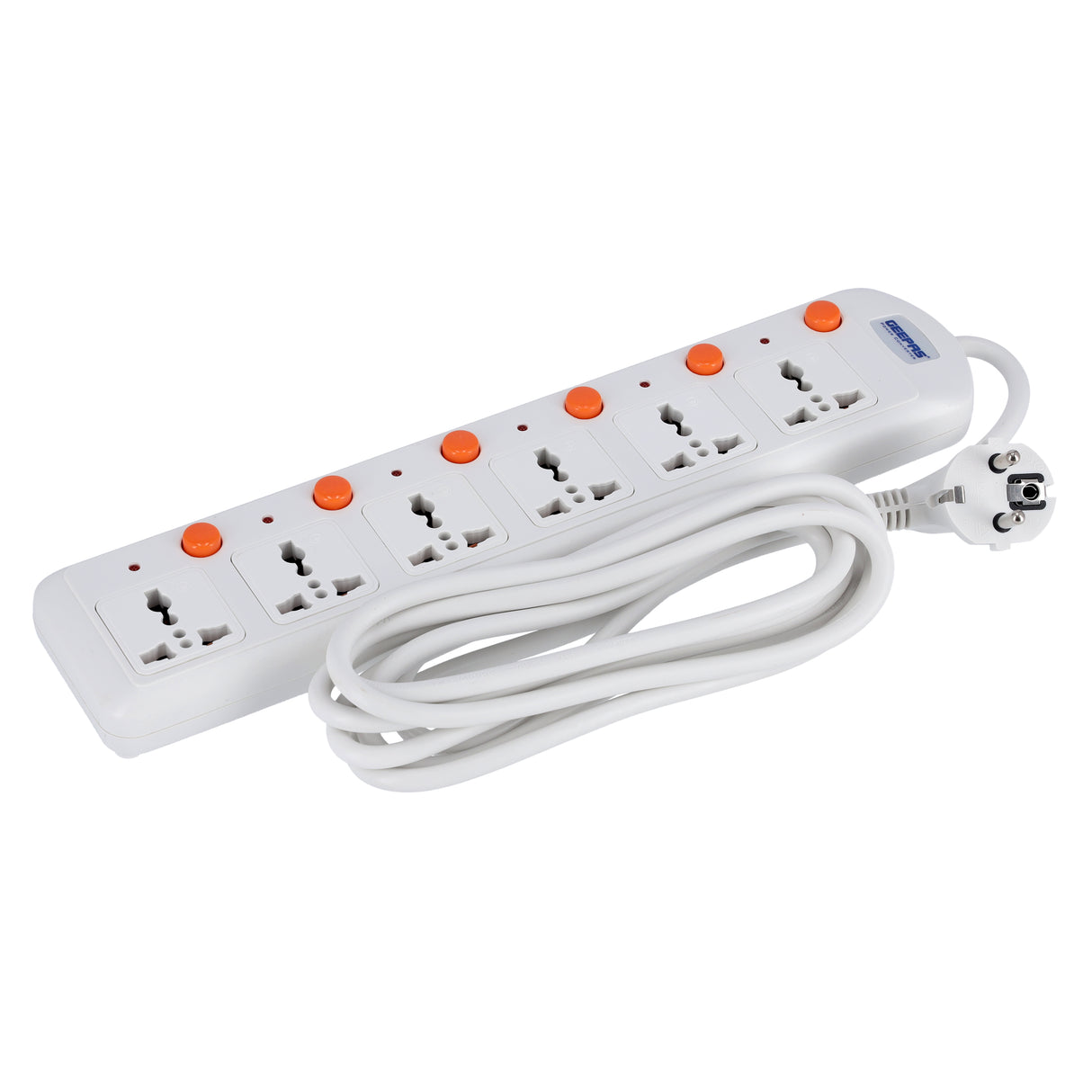 Geepas 6 Way Extension Board VDE Plug with  Individually On/Off Switch- Power Extension Socket -Multi Plug Power Cable