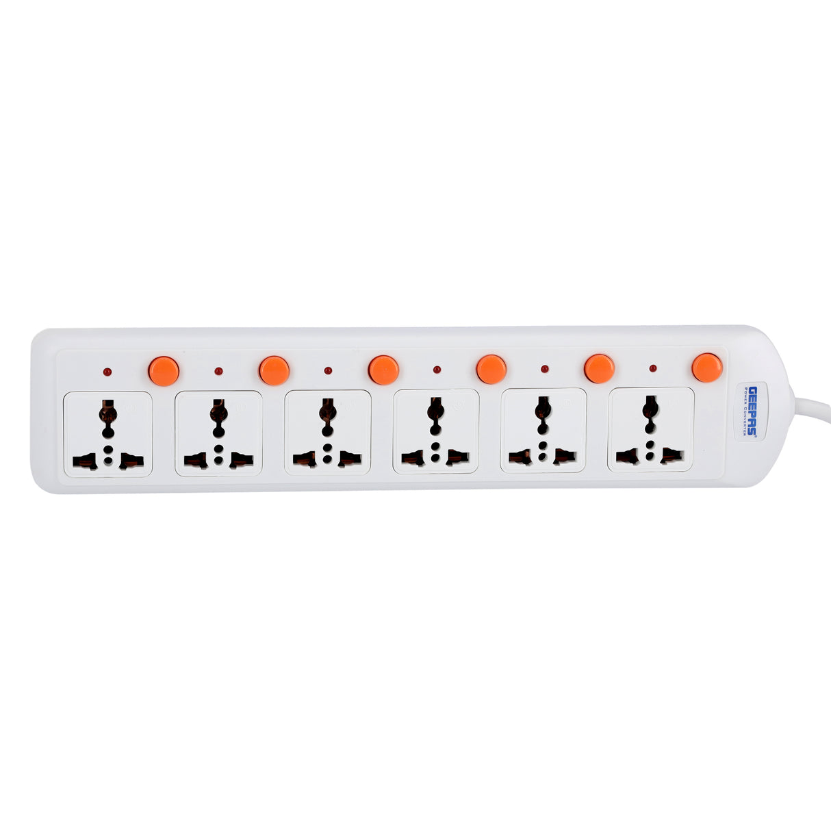 Geepas 6 Way Extension Board VDE Plug with  Individually On/Off Switch- Power Extension Socket -Multi Plug Power Cable