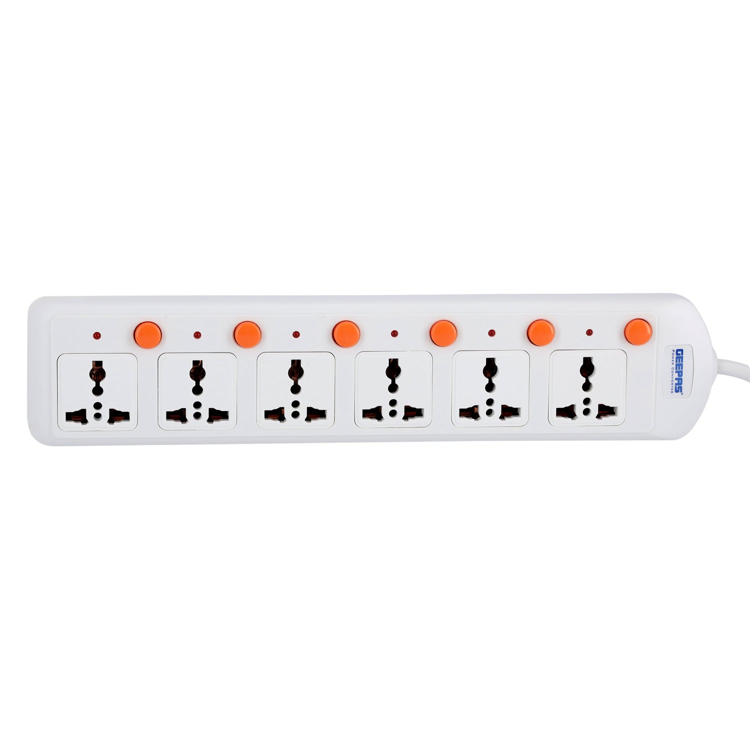 Geepas 6 Way Extension Board VDE Plug with  Individually On/Off Switch- Power Extension Socket -Multi Plug Power Cable