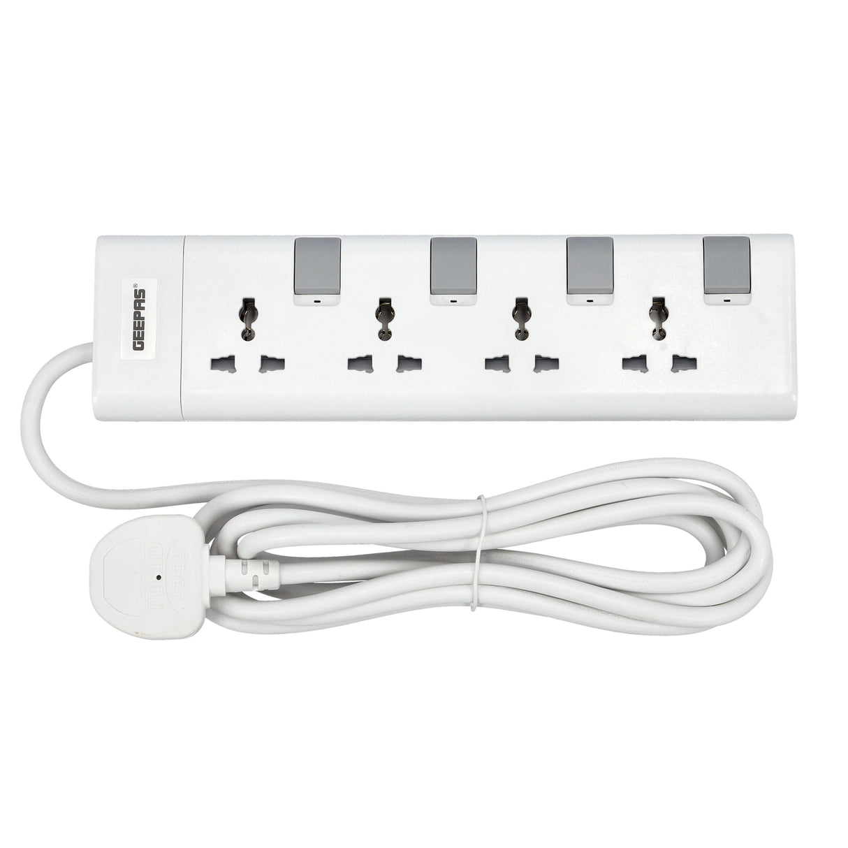 Geepas Extension Socket, 4 Ways | 3m Cord Length | GES4091 | Power Extension Socket | Multi Plug Power Cable | High Quality, Heavy Duty Power Switch