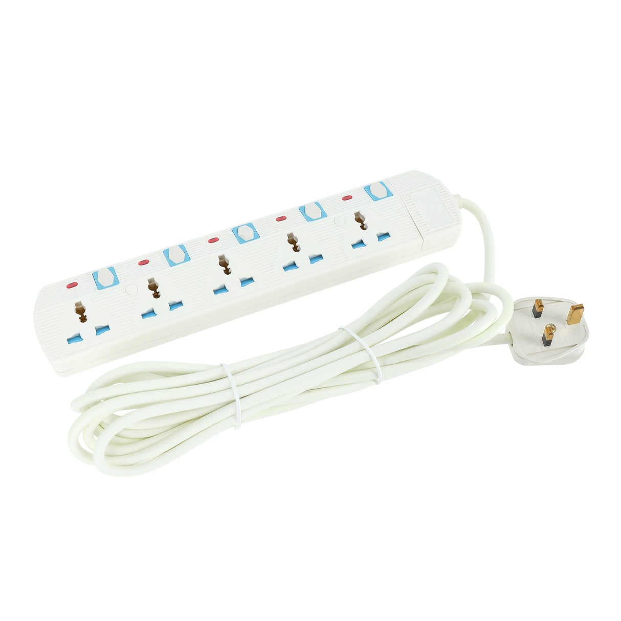 Geepas 5 Way Extension Socket | 5 LED Indicators with Individual Power Switches | Extra Long 5m Cord | Over Current Protection | Suitable for All Electronic Devices