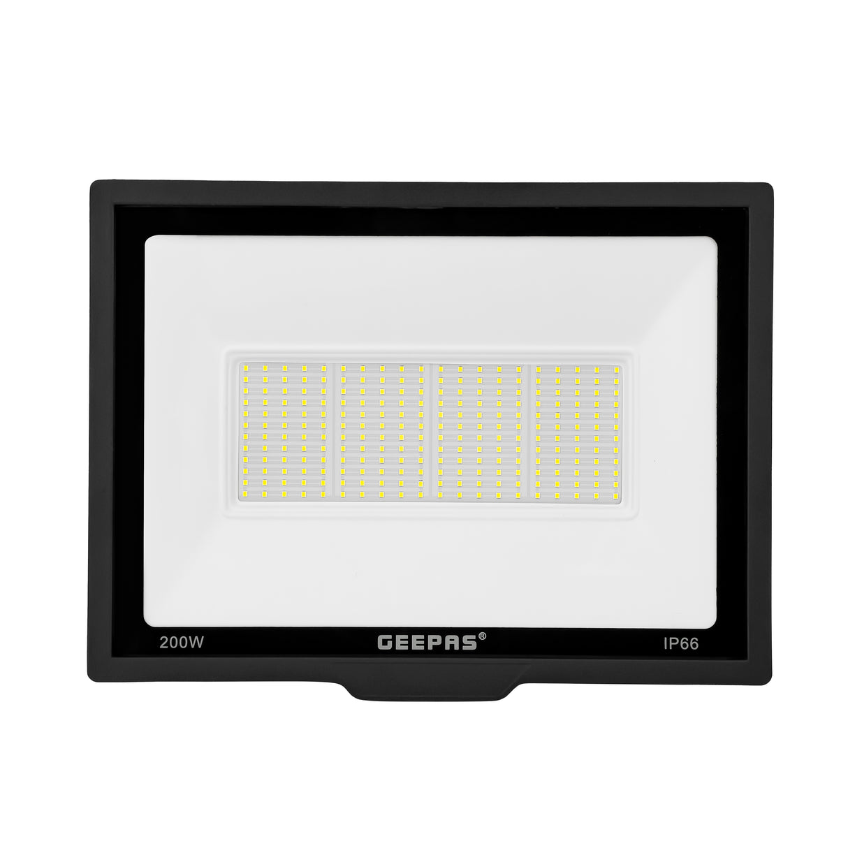 Geepas 200W LED Flood Light- GESL55121 | 1800 Lumens, 6500K | 80% Energy Efficient | Ideal for Outdoor Spaces, Sports Arenas & Parking Lots | 2 Years Warranty, Black