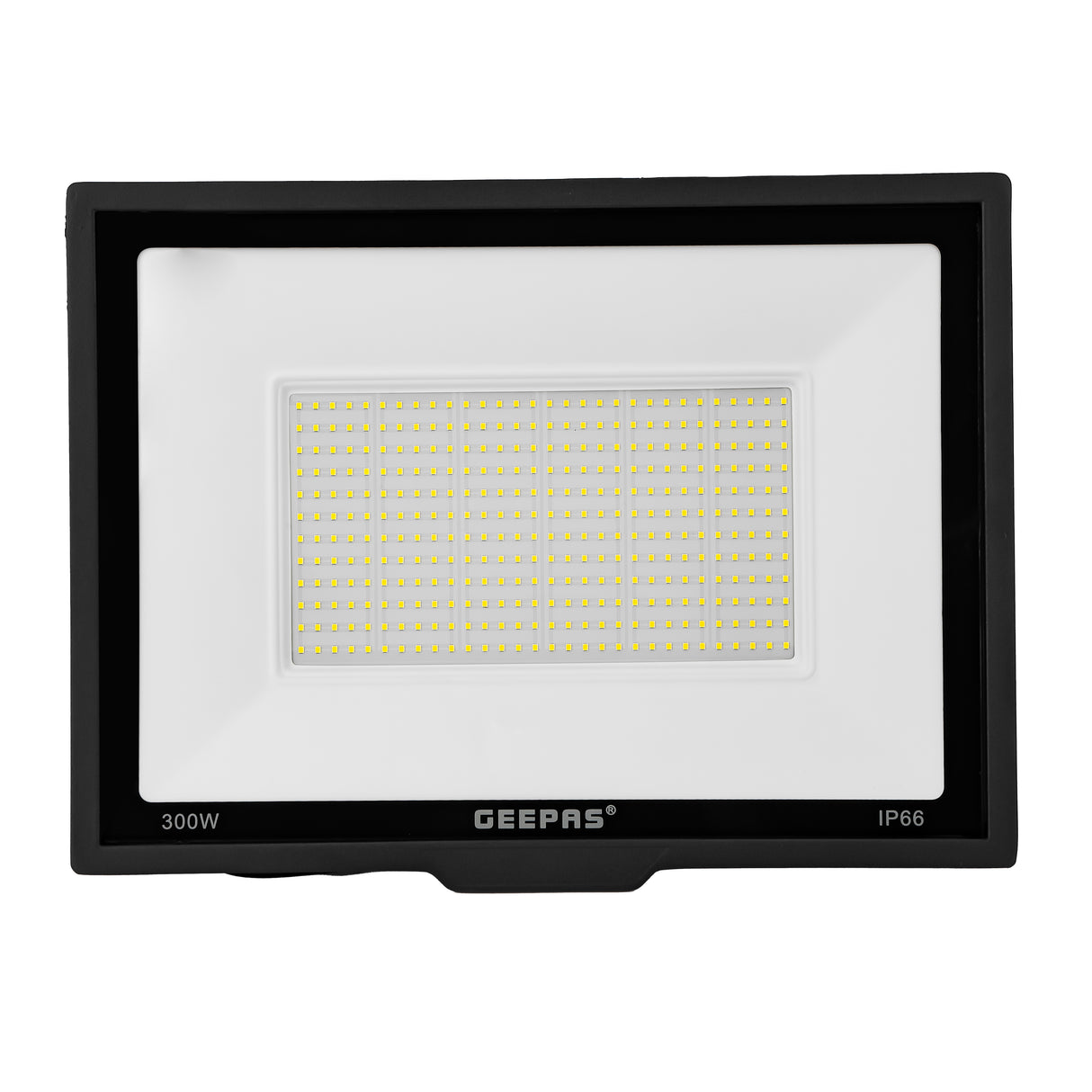 Geepas 300 W LED Flood Light- GESL55122| 27000 Lumens and 6500 K Color Temperature| 80% Energy Efficient LED Light, Perfect for Outdoor Spaces,2 Year Warranty, Black