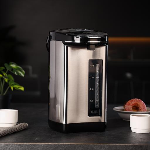 Geepas 5L Electric Thermo Pot GEV5132 | 6-Stage Adjustable Temperature Control | Keep Warm Function | Purified Water Mode | Stainless Steel Body | 2 Years Warranty