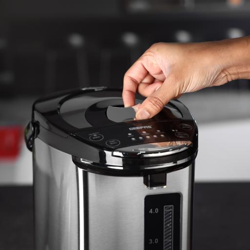 Geepas 5L Electric Thermo Pot GEV5132 | 6-Stage Adjustable Temperature Control | Keep Warm Function | Purified Water Mode | Stainless Steel Body | 2 Years Warranty