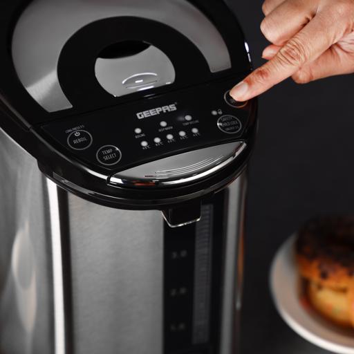 Geepas 5L Electric Thermo Pot GEV5132 | 6-Stage Adjustable Temperature Control | Keep Warm Function | Purified Water Mode | Stainless Steel Body | 2 Years Warranty