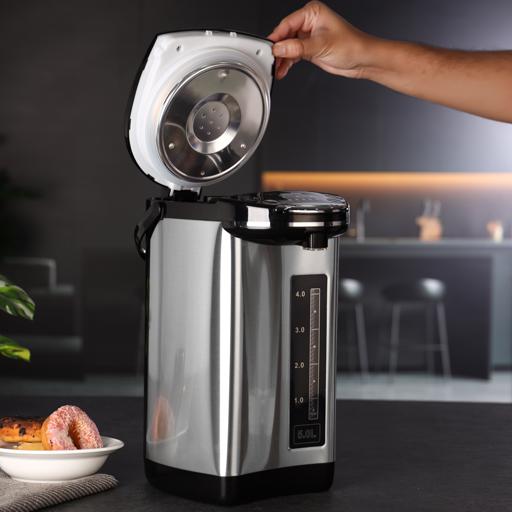 Geepas 5L Electric Thermo Pot GEV5132 | 6-Stage Adjustable Temperature Control | Keep Warm Function | Purified Water Mode | Stainless Steel Body | 2 Years Warranty