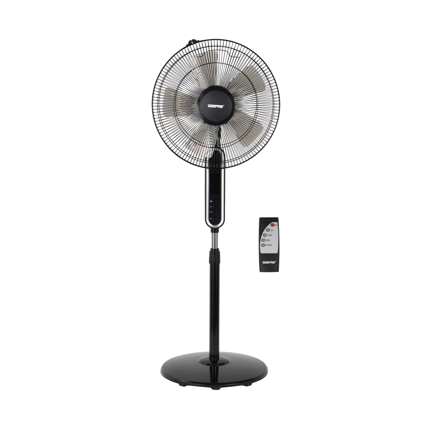 Geepas GF21112 16 Inch Stand Fan with Remote Control | 60W Power| 3 Speed Settings| 5 Durable AS Blades| 7.5 Hour Timer| Wide Oscillation Function| 2 Years Warranty