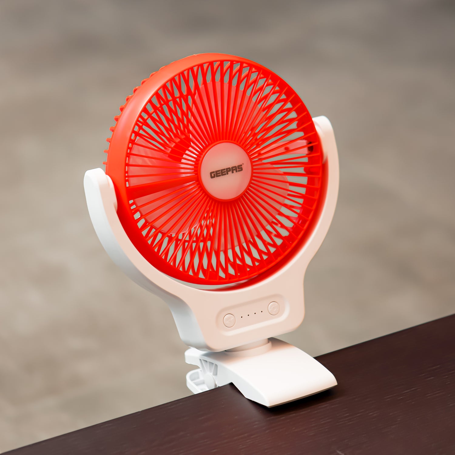 Geepas 8" Multi Angle LED Clip Fan GF21121 | 2-in-1 Fan & Light | Fan 9H, Light 12H | Indicators for Charging & Safety | Ideal for Home, Office, Travel | 2Year Warranty