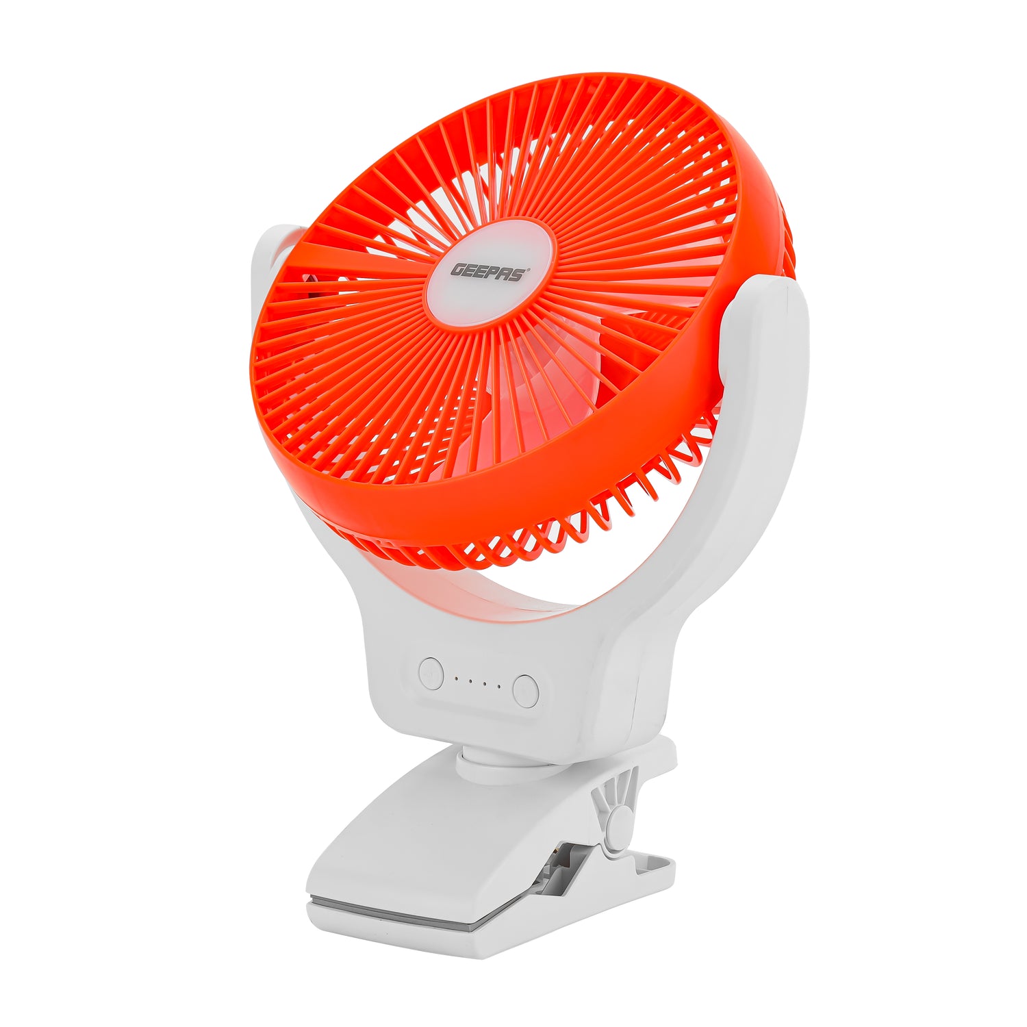Geepas 8" Multi Angle LED Clip Fan GF21121 | 2-in-1 Fan & Light | Fan 9H, Light 12H | Indicators for Charging & Safety | Ideal for Home, Office, Travel | 2Year Warranty