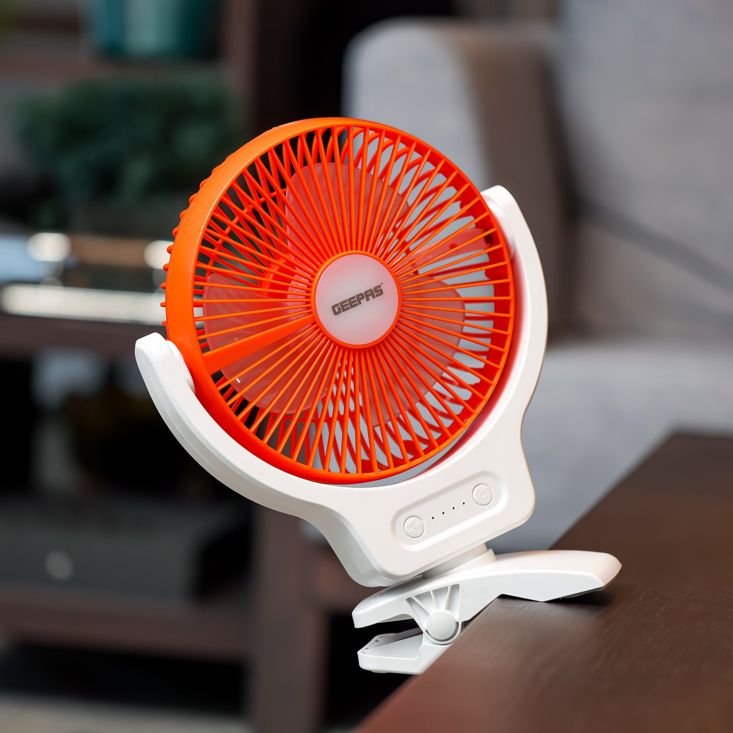 Geepas 8" Multi Angle LED Clip Fan GF21121 | 2-in-1 Fan & Light | Fan 9H, Light 12H | Indicators for Charging & Safety | Ideal for Home, Office, Travel | 2Year Warranty