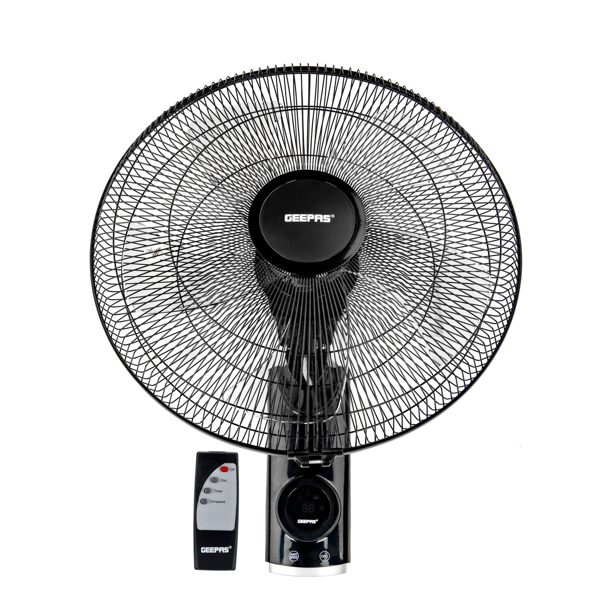 Geepas 18 Inch Wall Fan with Remote Control GF21125 | Powerful Copper Motor| 3 Speed Settings| 5 AS Blades| Oscillation| 7.5h Timer| Self-Protection| 2 Years Warranty