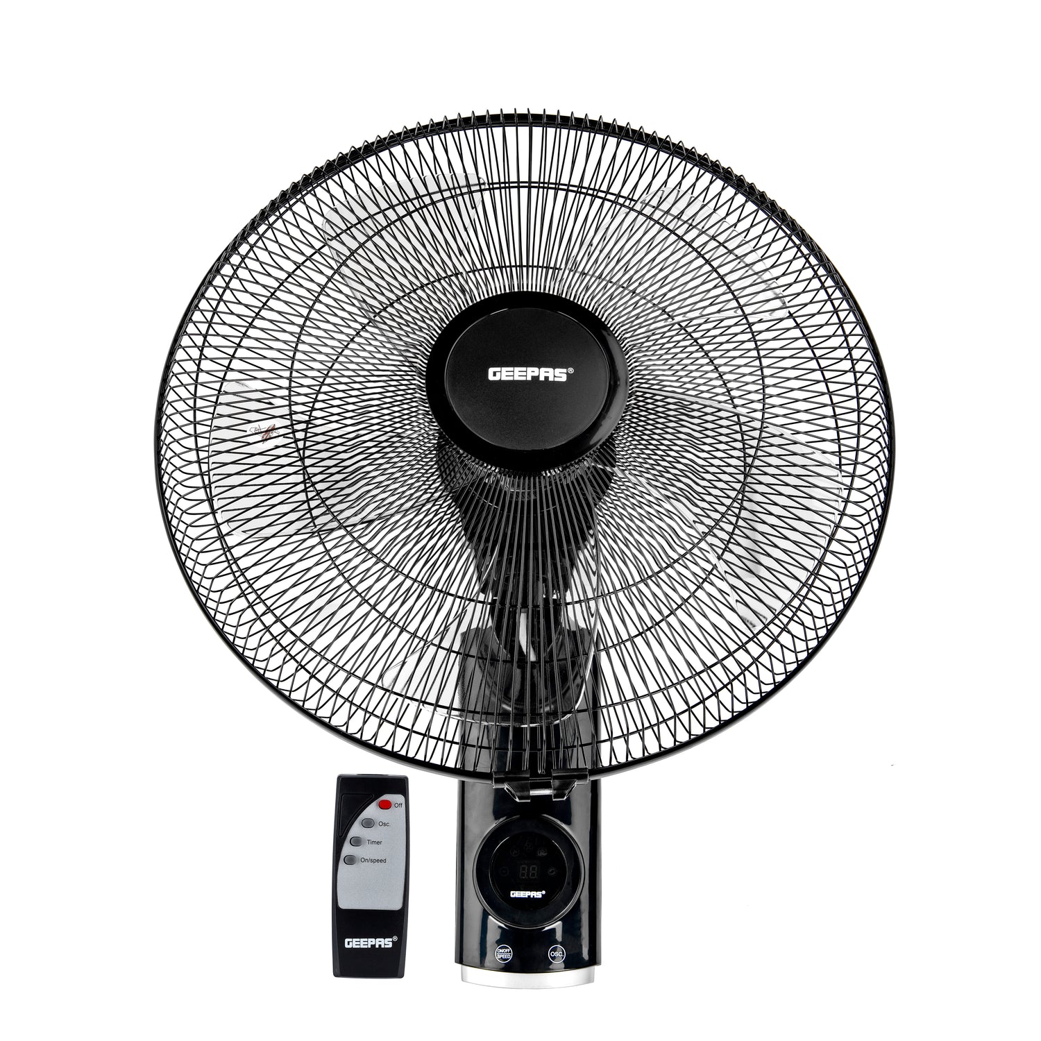 Geepas 18 Inch Wall Fan with Remote Control GF21125 | Powerful Copper Motor| 3 Speed Settings| 5 AS Blades| Oscillation| 7.5h Timer| Self-Protection| 2 Years Warranty