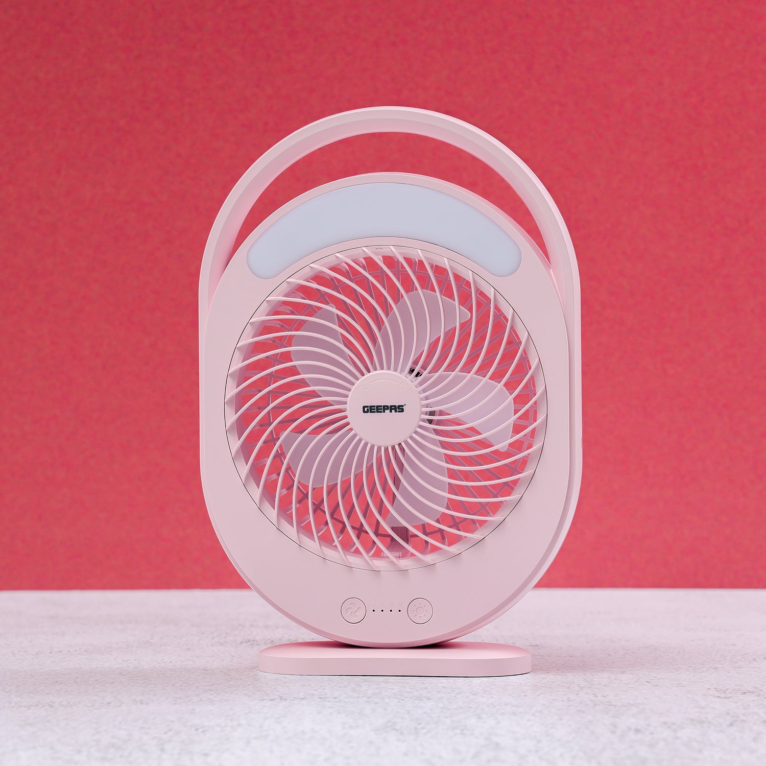 Geepas GF21158 Rechargeable 6 Inch Fan | 4500mAh Battery | 12H Working Time| 3-Speed Control| LED Night Light | Low Noise | Compact & Lightweight | 2 Years Warranty