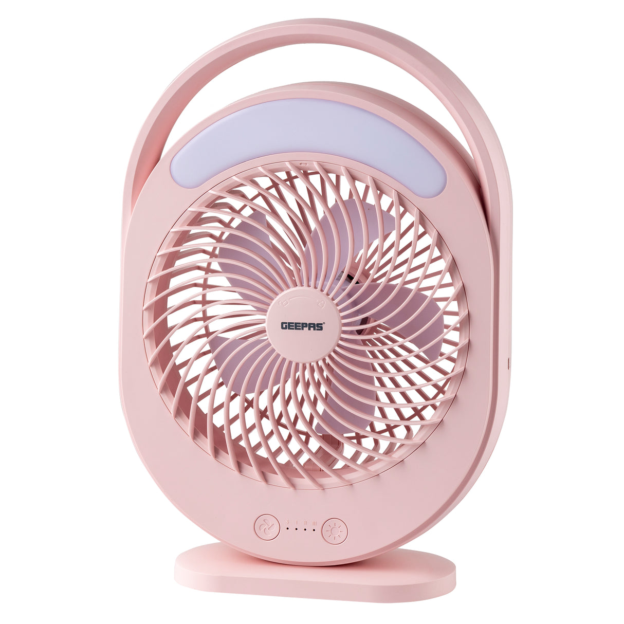 Geepas GF21158 Rechargeable 6 Inch Fan | 4500mAh Battery | 12H Working Time| 3-Speed Control| LED Night Light | Low Noise | Compact & Lightweight | 2 Years Warranty