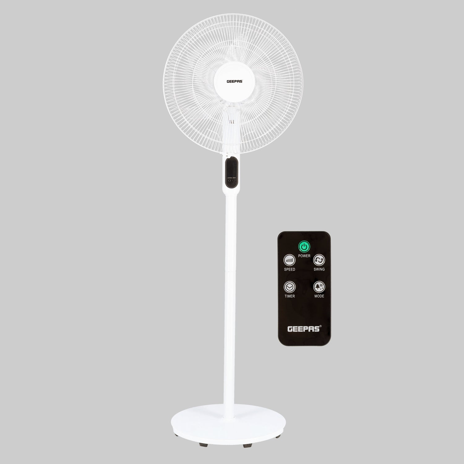 Geepas GF21159 Smart Stand Fan | WiFi & Bluetooth Control | 9-Hour Timer| 3-Speed Setting| 5 Blades| Full Copper Motor| Remote App| Adjustable Height| 2 Years Warranty