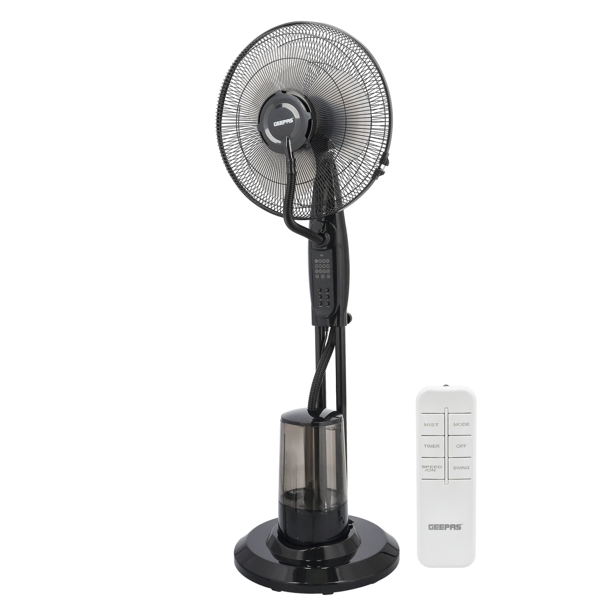 Geepas 16” Mist Fan with Remote Control | Powerful Cooling & Humidifying Solution | Adjustable Speed | Large Water Tank | Oscillation Function |  2 Years Warranty