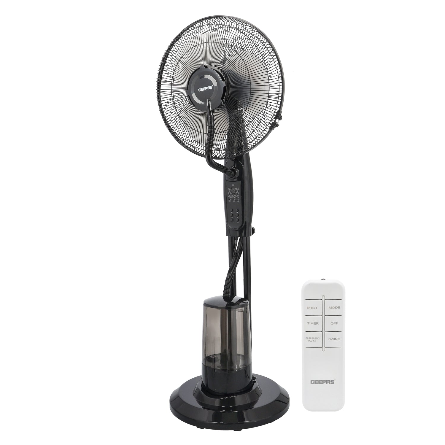Geepas 16” Mist Fan with Remote Control | Powerful Cooling & Humidifying Solution | Adjustable Speed | Large Water Tank | Oscillation Function |  2 Years Warranty