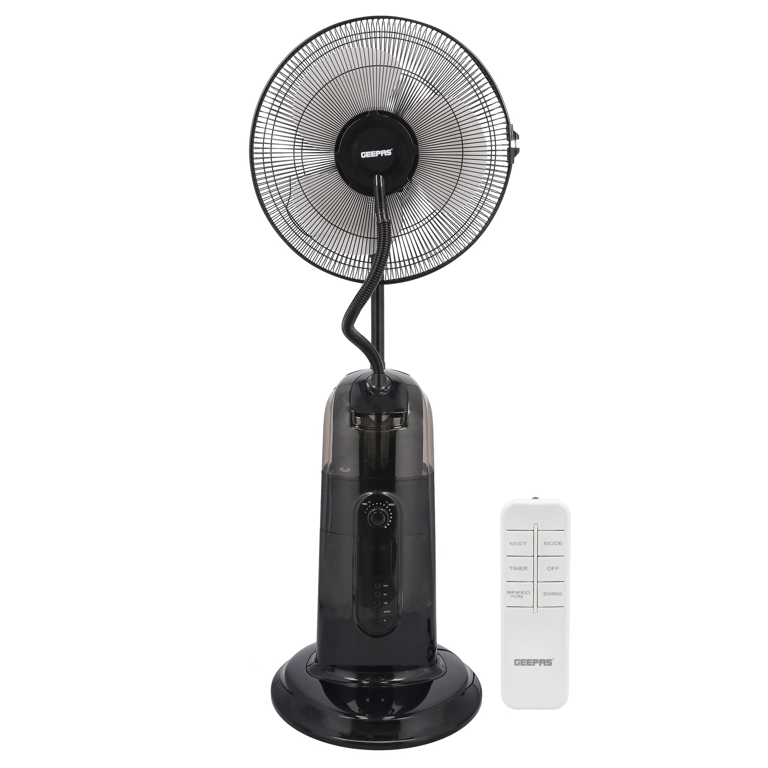 Geepas GF21161 16-Inch Mist Fan with LCD Display | 3 Wind Speeds| 3 Cooling Modes| 7.5-Hour Timer| 2L Water Tank| Remote Control| 100% Copper Motor| 2 Years Warranty