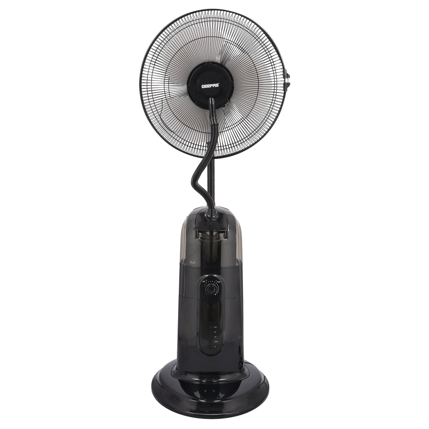 Geepas GF21161 16-Inch Mist Fan with LCD Display | 3 Wind Speeds| 3 Cooling Modes| 7.5-Hour Timer| 2L Water Tank| Remote Control| 100% Copper Motor| 2 Years Warranty