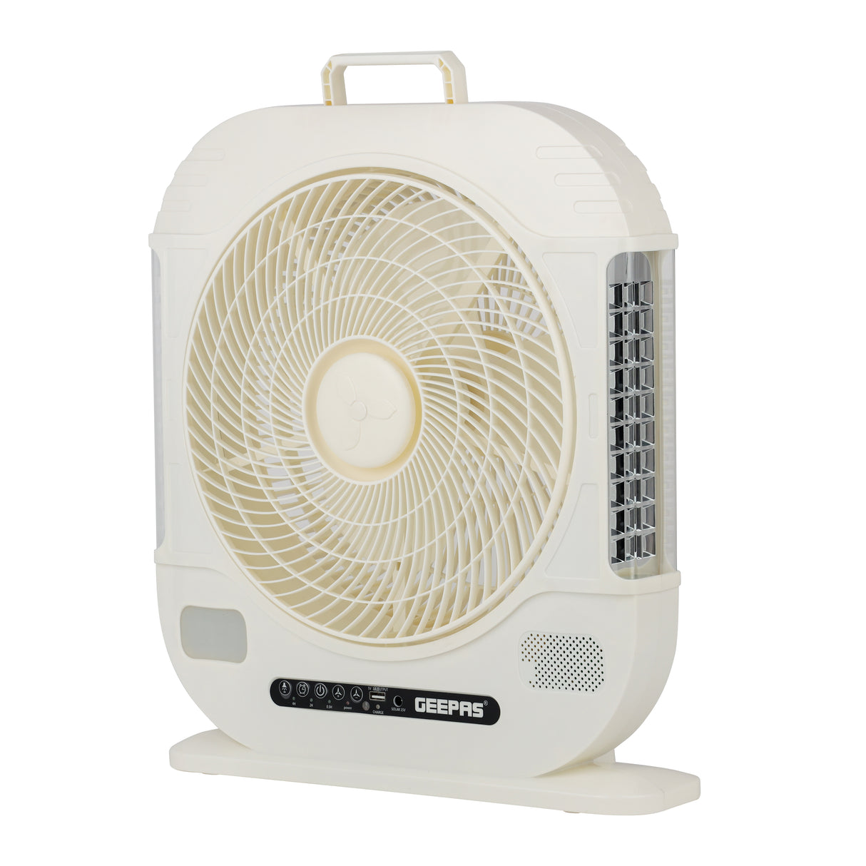 Geepas GF21190 12” Rechargeable Fan with Remote Control | 20 Hours Battery Backup| LED Light| USB Charging | Adjustable Speed| Energy Efficient Design| 2 Years Warranty