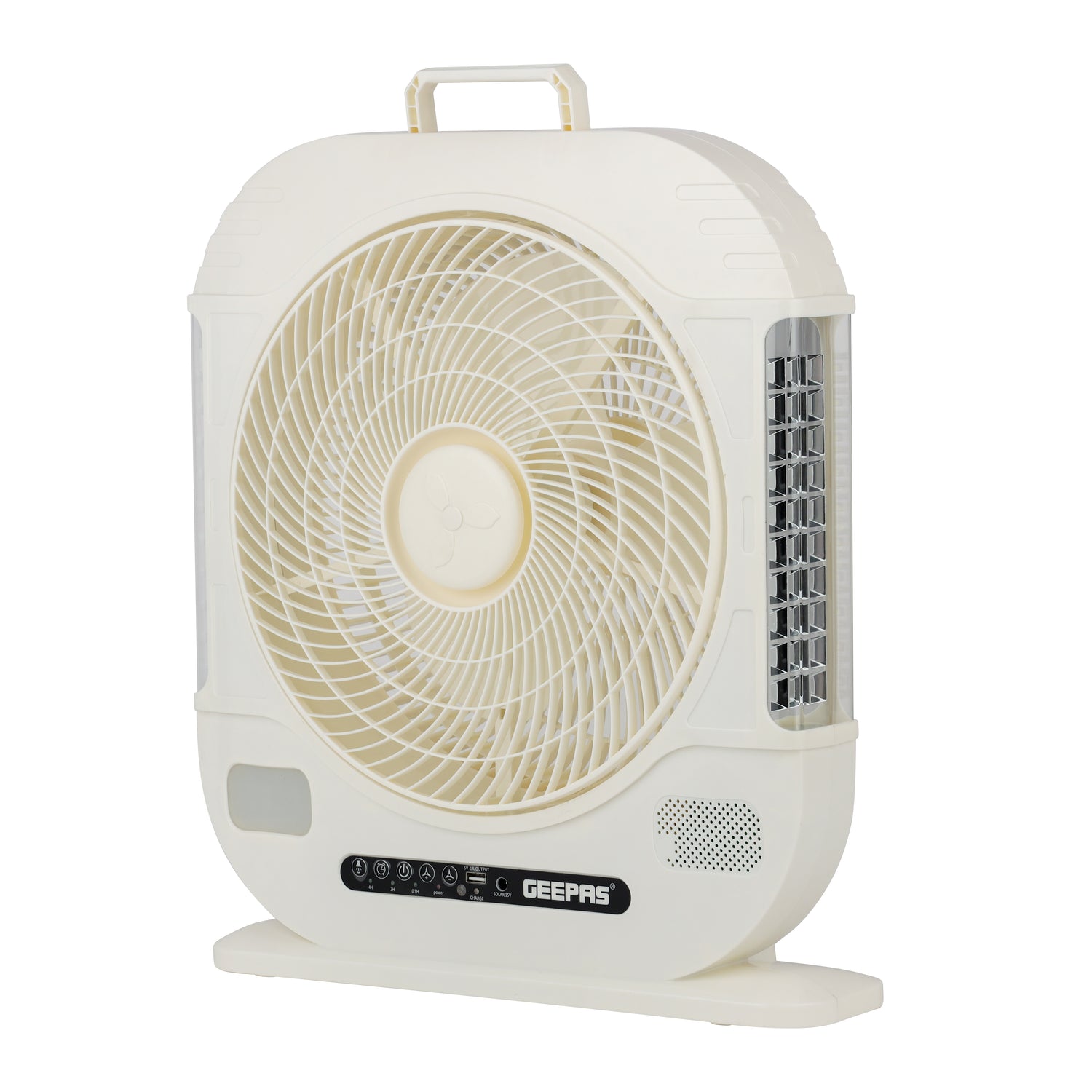 Geepas GF21190 12” Rechargeable Fan with Remote Control | 20 Hours Battery Backup| LED Light| USB Charging | Adjustable Speed| Energy Efficient Design| 2 Years Warranty