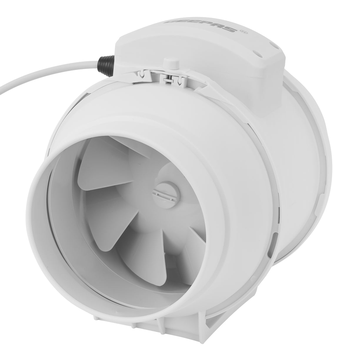 Geepas Inline Exhaust Fan GF21192 – 6", 28W, 2150 RPM, 370 CFM, Rust-Free, Low Noise, IPX4, Ideal for Homes & Commercial Spaces, 1-Year Warranty, White