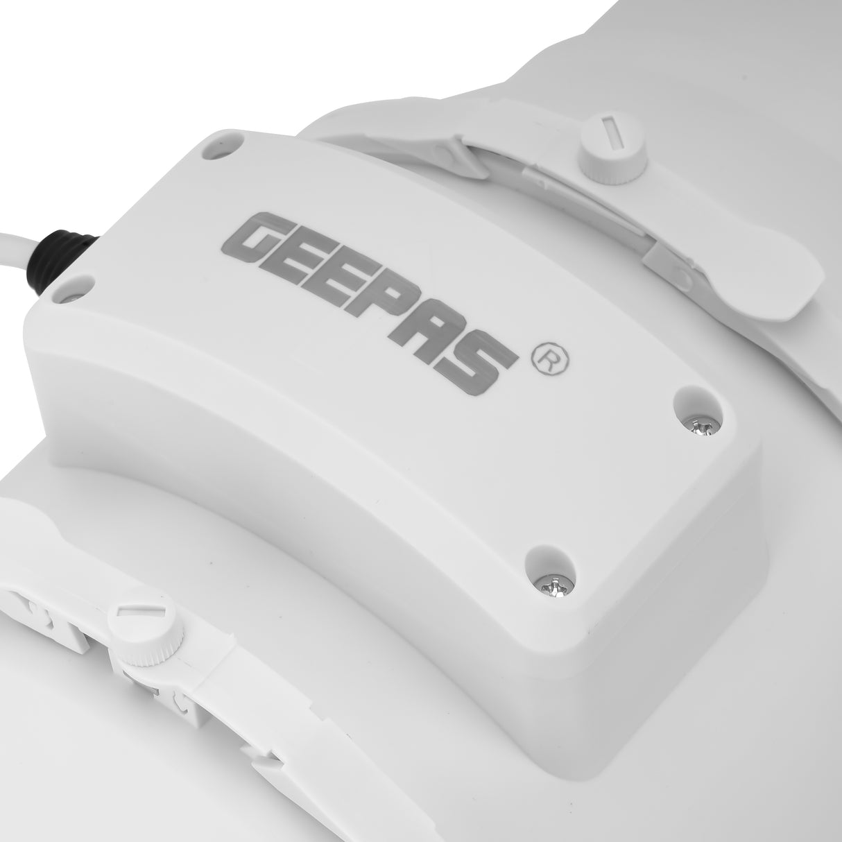 Geepas Inline Exhaust Fan GF21192 – 6", 28W, 2150 RPM, 370 CFM, Rust-Free, Low Noise, IPX4, Ideal for Homes & Commercial Spaces, 1-Year Warranty, White