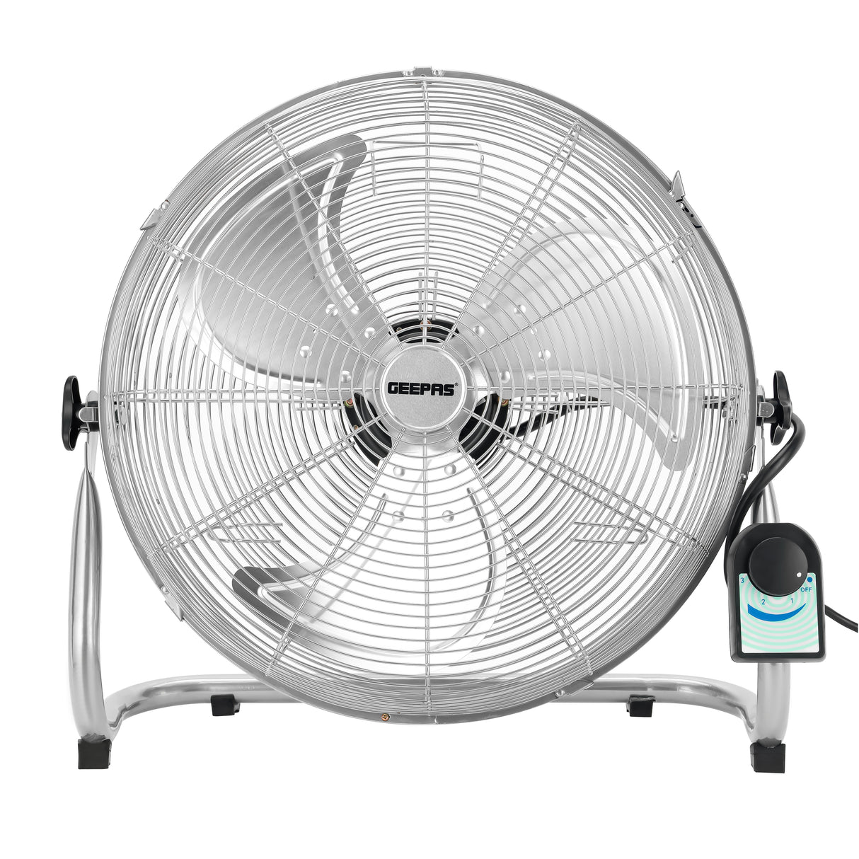 Geepas GF21196 18 Inch Industrial Metal Floor Fan | 150W Copper Motor| Durable Metal Blades | Adjustable Height | Robust Airflow | Energy Efficient | 2 Years Warranty