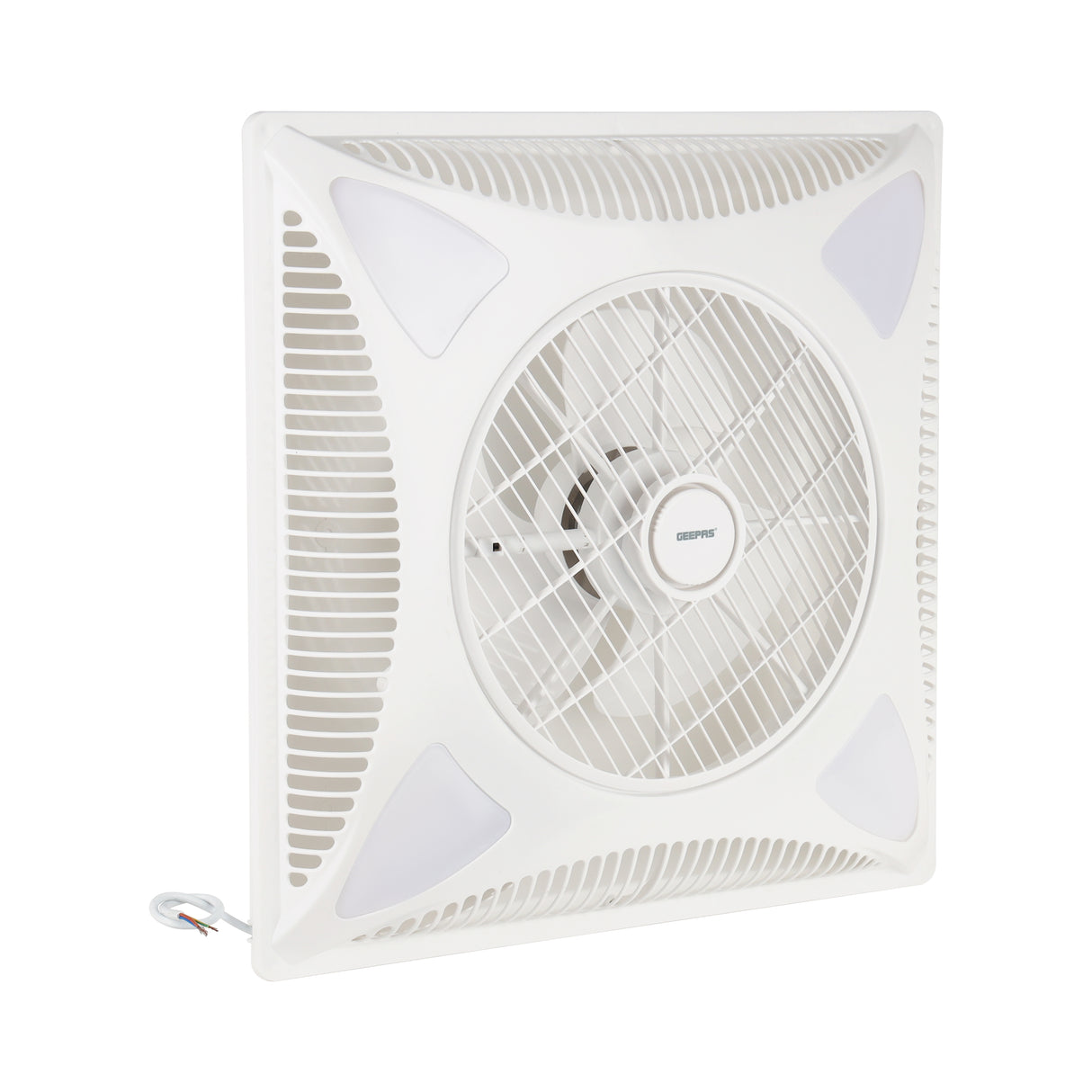 Geepas Grid Fan-GF21200/Comes with Inbuilt LED, 14-inch Size, LED Inbuilt, 3-Speed Control, 1230 RPM, Remote Control/ ABS Durable Material,  White Color, 2 Years Warranty
