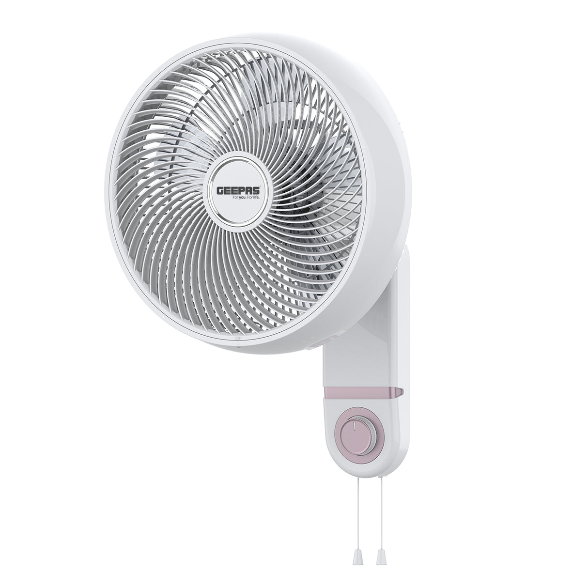 Geepas GF21203 14" Wall Fan | Korean Style, 3-Speed Controls, Pull Cords, Wide Angle Oscillation, 60W Motor, High Performance, White, 2-Year Warranty