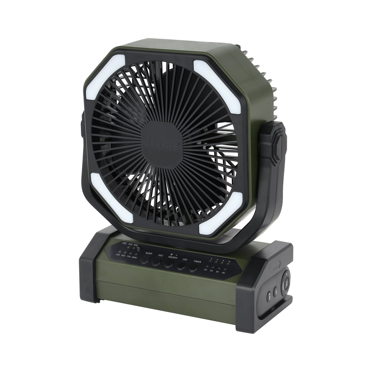 Geepas 8" Rechargeable Fan with LED Light GF21220 |10000mAh Battery, Up to 30H Working Time, Powerful Cooling, Oscillation Function, Remote Control, 2Year Warranty, Black