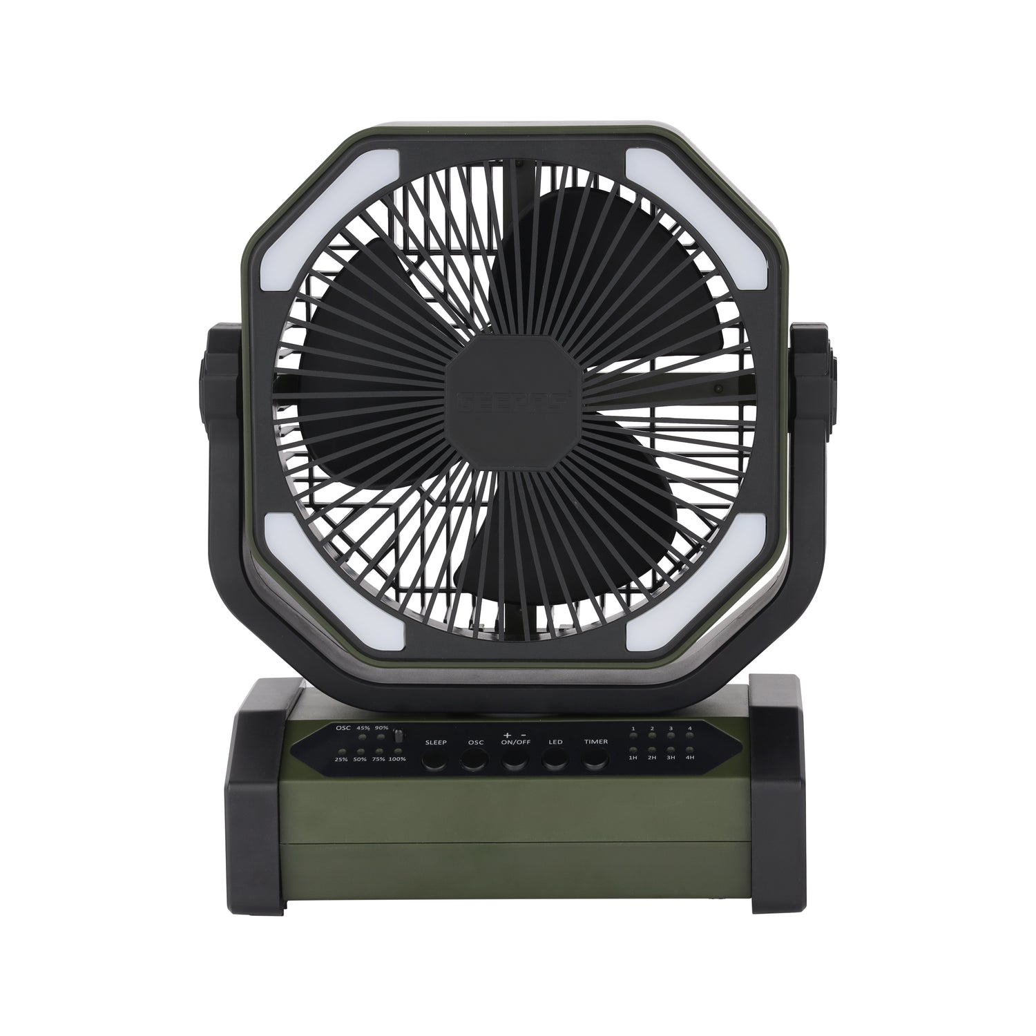 Geepas 8" Rechargeable Fan with LED Light GF21220 |10000mAh Battery, Up to 30H Working Time, Powerful Cooling, Oscillation Function, Remote Control, 2Year Warranty, Black