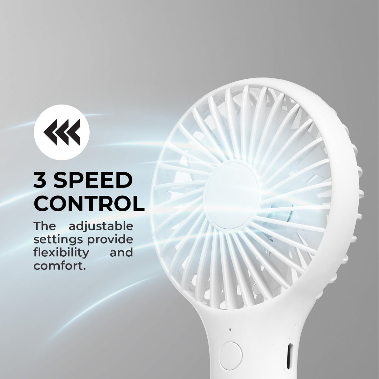 Geepas Mini Portable Handheld Fan GF21223 | 3 Speed Control, One-Button Operation, Up to 4H Runtime, Long-Lasting Rechargeable Battery, Portable Design for Travel & Home