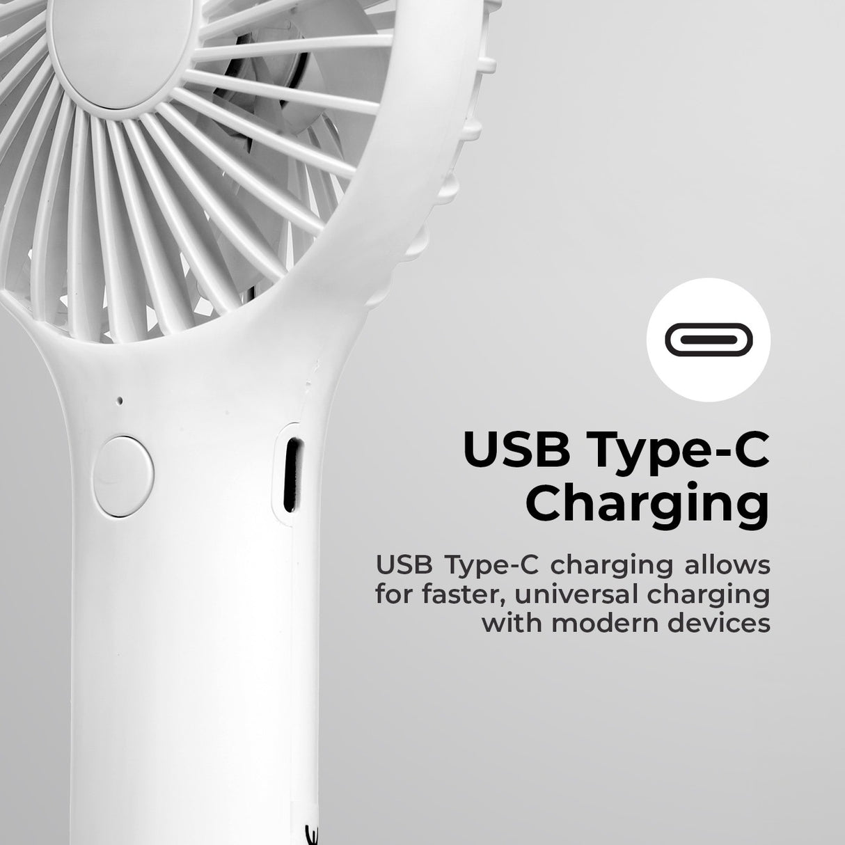 Geepas Mini Portable Handheld Fan GF21223 | 3 Speed Control, One-Button Operation, Up to 4H Runtime, Long-Lasting Rechargeable Battery, Portable Design for Travel & Home