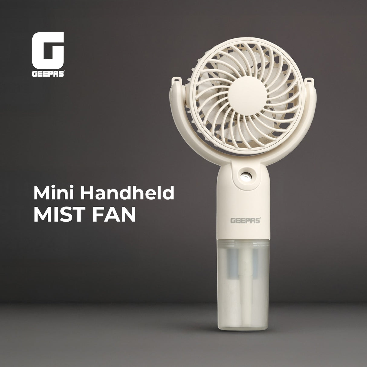 Geepas Mini Handheld Mist Fan GF21224|3 Speed Settings, Mist Spray Function, Up to 6H Runtime, Rechargeable Long-Lasting Battery, Silent Cooling Fan for Travel & Outdoors